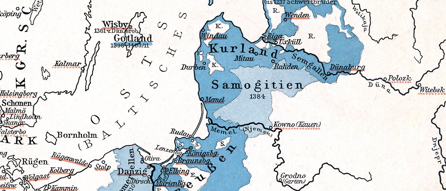 Landkarte der Deutschen Nord- und Ostseeherrschaft im 14. und 15. Jahrhundert